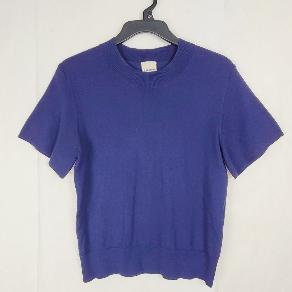 Baldwin silk cashmere blend navy blue lightweight sweater size XS Quiet Luxury